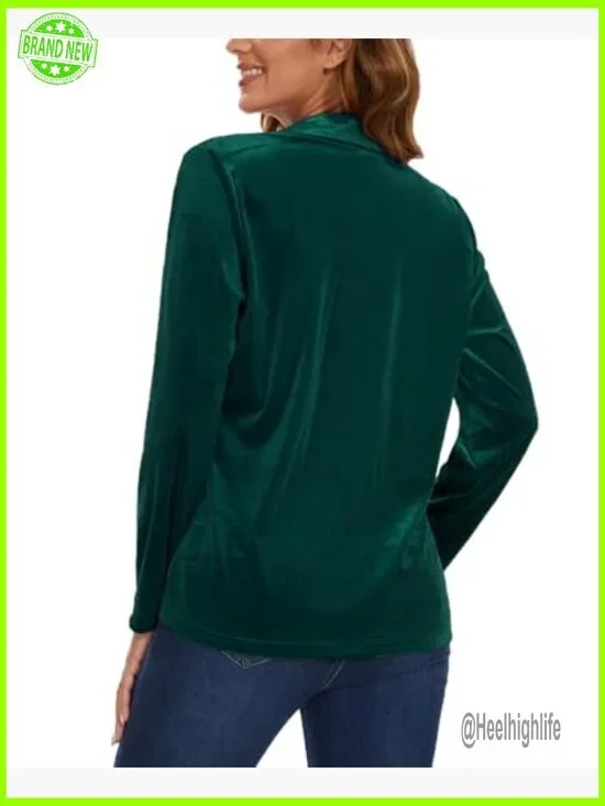 Velvet Blazer Jacket Long Sleeve Button Front Pockets Office Casual Large - Picture 6 of 6